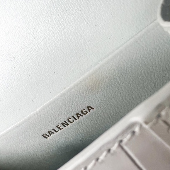Balenciaga White Croc Embossed XXS Top Handle Crossbody Chain Bag - Picture 9 of 11